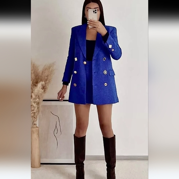 ZARA TWEED  TEXTURED  BLAZER DRESS SIZE S - Picture 11 of 15